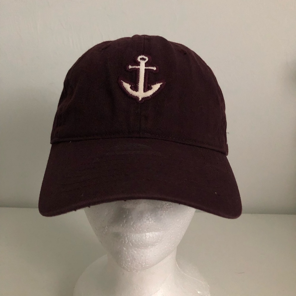 Cape May Anchor Embroidered Baseball Cap - Dark Burgundy